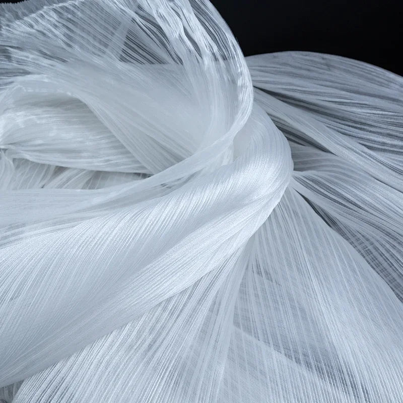 Bright Wrinkled Texture Organza Fabric for Wedding Decoration Background Yarn Floral Design Plastic Fabrics Cloth Diy Sewing