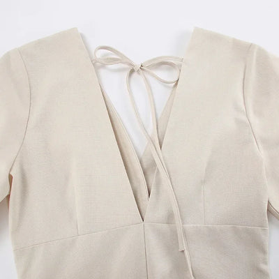 Retro Cotton Linen Women'S Summer Dress Sexy V-Neck Puff Sleeve Long Maxi Birthday Graduation Dresses Beach Sundress Robe Femmes