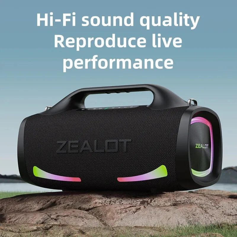 ZEALOT-S79 Speaker Party Portable Speaker with Bluetooth 5.2, Portable Handle, 24-Hour Playtime, for Party, Camping