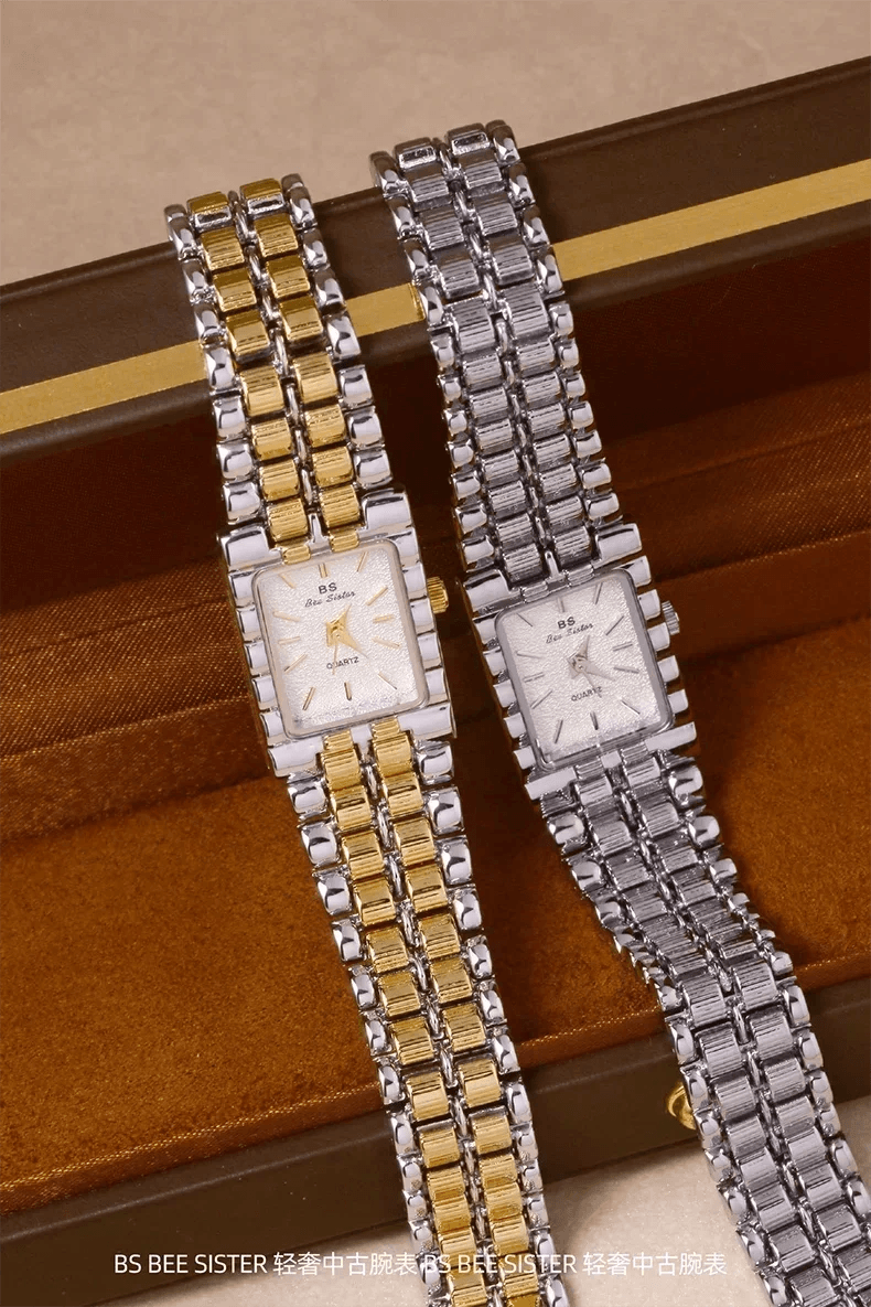 Luxury ladies’ watch retro elegant gold silver small square high quality watchchain gift watches for women