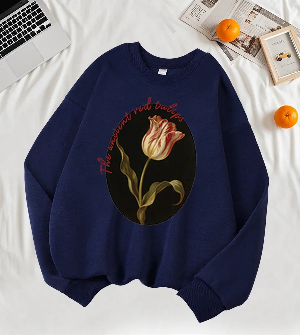 The Ancient Red Tulips Design Women Tops