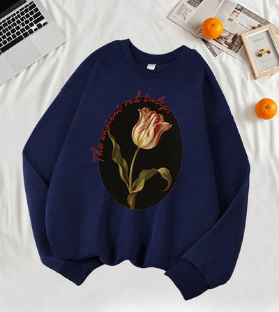 The Ancient Red Tulips Design Women Tops
