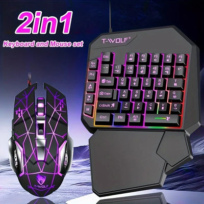 2 in1 Keyboard and Mouse Set Ergonomic Wireless Gaming Keyboard 7 RGB Backlighting, and Programmable Buttons for PC/Laptop