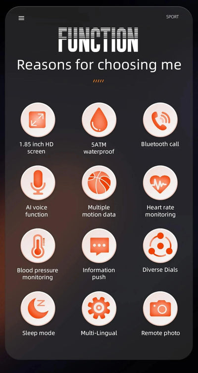 LOKMAT OCEAN 2 Pro Smart Watch Waterproof Bluetooth Calls Smartwatches 1.85 inch Touch Screen Heart Rate Monitor Fitness Tracker