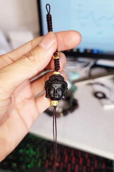 Handmade Original Tibetan Buddhism Ebony Keychain Handmade Retro Wooden Keychain