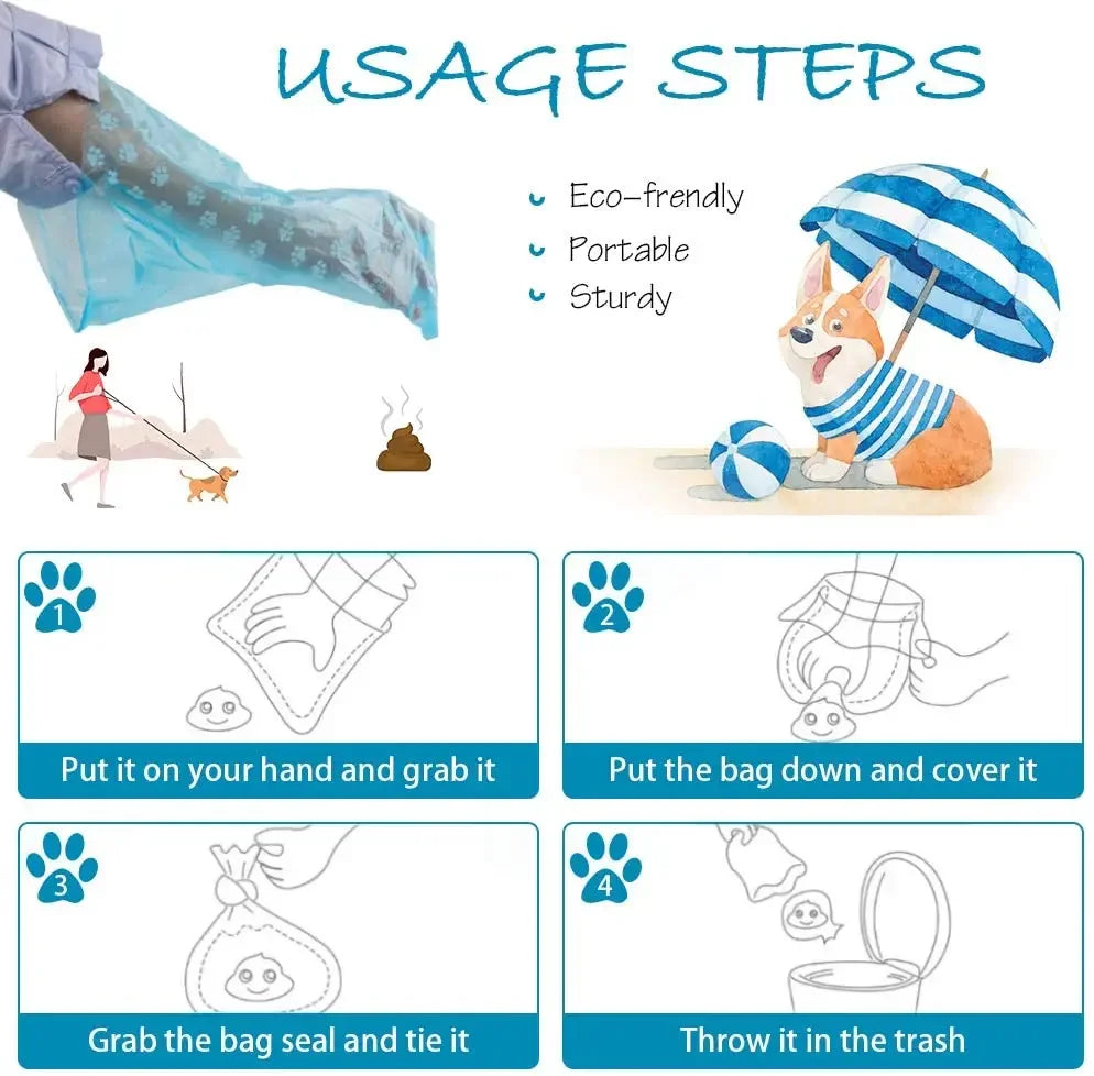 Disposable Pet Poop Bags Dog Poop Bag Bone Dispenser with Leash Clip Puppy Dog Products Supplies 5Roll(75Pcs) Bags