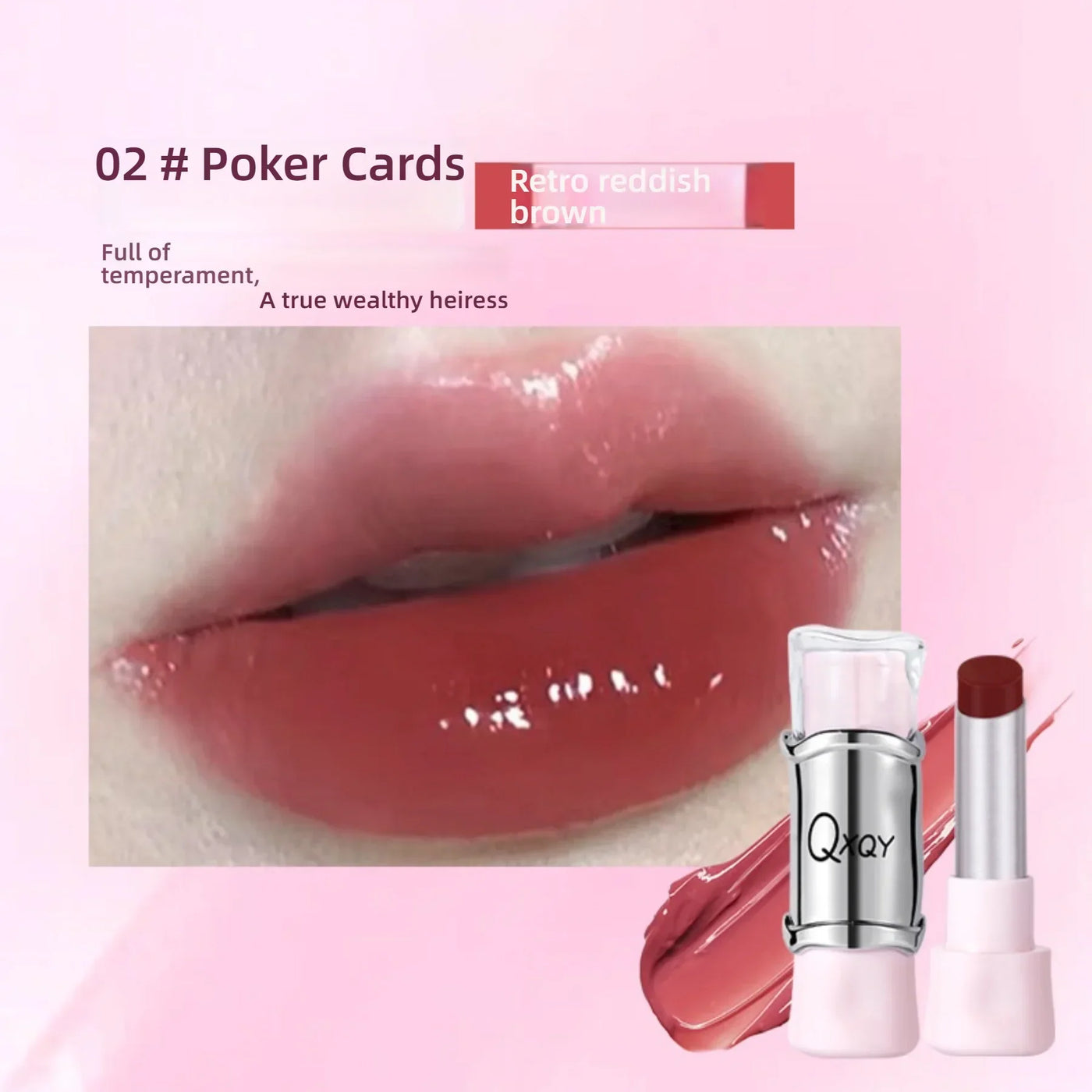 QXQY GLOSSY JELLY LIPSTICK - Mirror Shine, Moisturizing & Long Lasting, Nude Lip Gloss for Plump Brightening Lips (No Makeup Loo