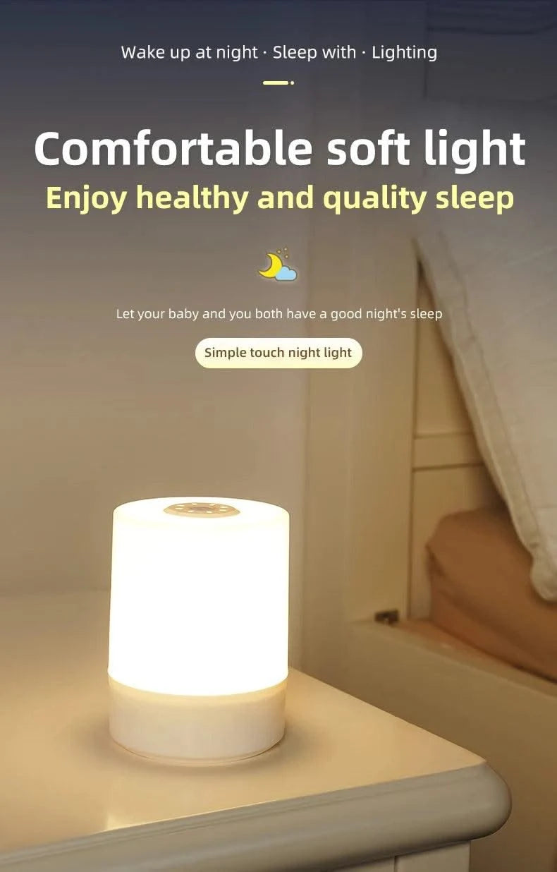 LED Night Lights USB Portable Bedside Lamp Touch Stepless Dimmabl LED Table Lamp for Bedroom Decor Sleeping Night Light Kid Gift
