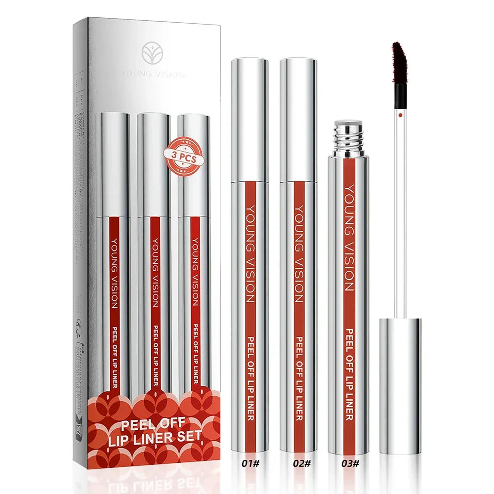 3PCS/SET Peel-Off Lip Color Long-Lasting – Moisturizing Tint That Leaves a Beautiful Stain, No Need for Touch-Ups, Apply Evenly