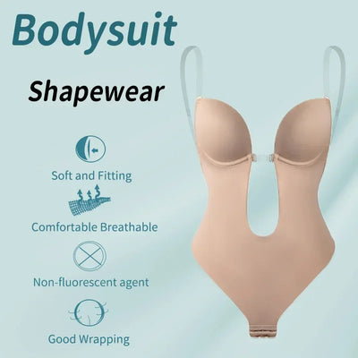 Women Full Body Shaper Bra Backless Bodysuit Thong Invisible Shapers Tummy Control Shapewear Girdles Sheath Slimming Underwear