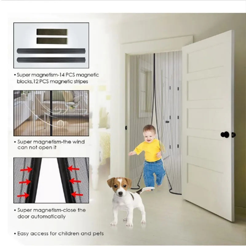 2025 New Magnetic Screen Door Curtain Anti-Mosquito Net Fly Insect Screen Mesh Automatic Closing 5 Size Easy Installation 1PC