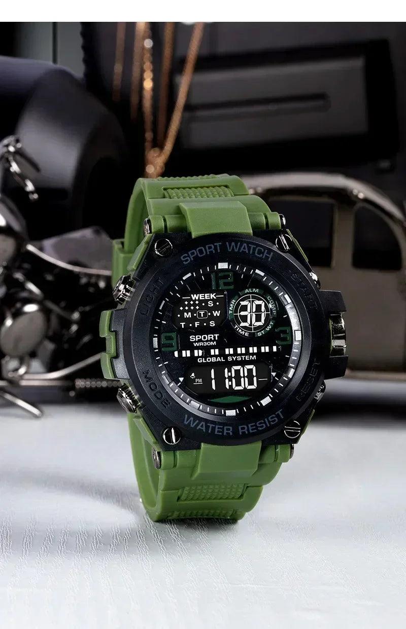 Top luxury electronic watch for man outdoor sport stopwatch waterproof calendar digital clock 24355