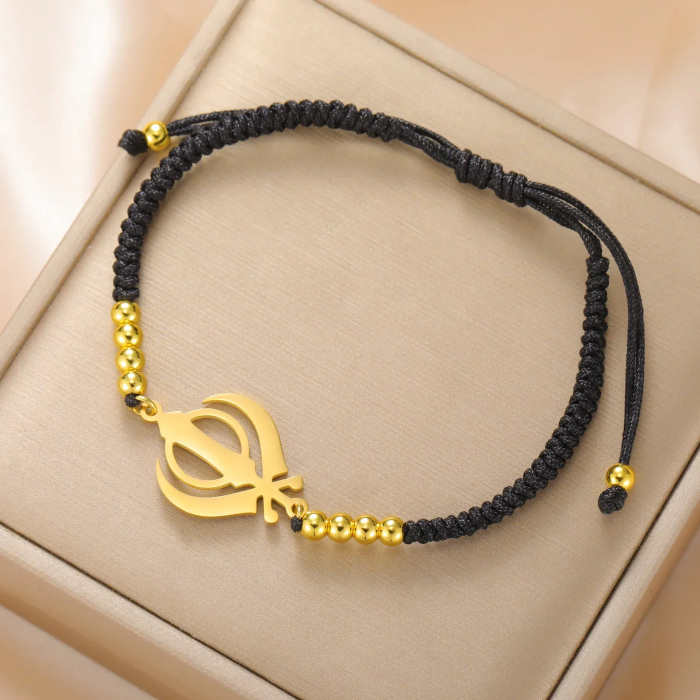 Lucktune Khanda Sikh Faith Bracelet for Women Men Stainless Steel Vintage Indian Sword Lucky Bracelet Spiritual Jewelry Gift