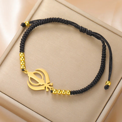 Lucktune Khanda Sikh Faith Bracelet for Women Men Stainless Steel Vintage Indian Sword Lucky Bracelet Spiritual Jewelry Gift