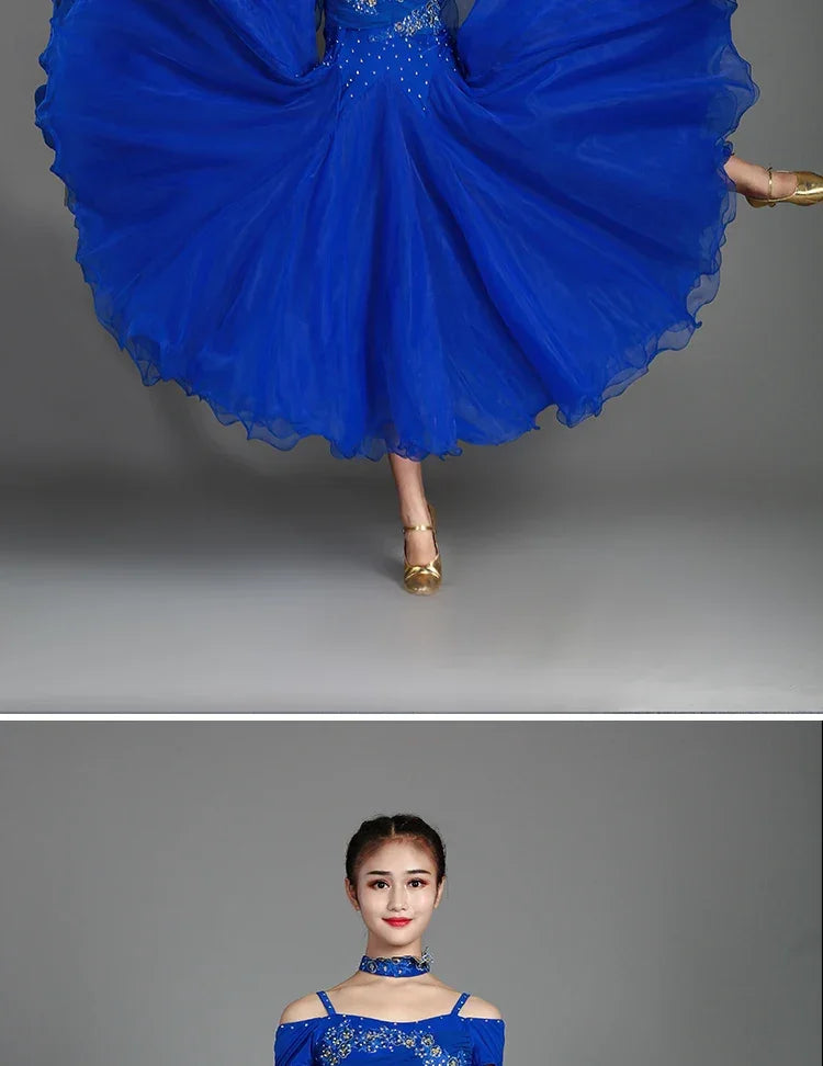 2025 Newest Woman Ballroom Dance Competition Dress Dance Ballroom Waltz Standard Dance Dress Women Ballroom Dress 009