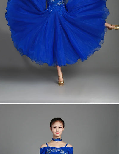 2025 Newest Woman Ballroom Dance Competition Dress Dance Ballroom Waltz Standard Dance Dress Women Ballroom Dress 009