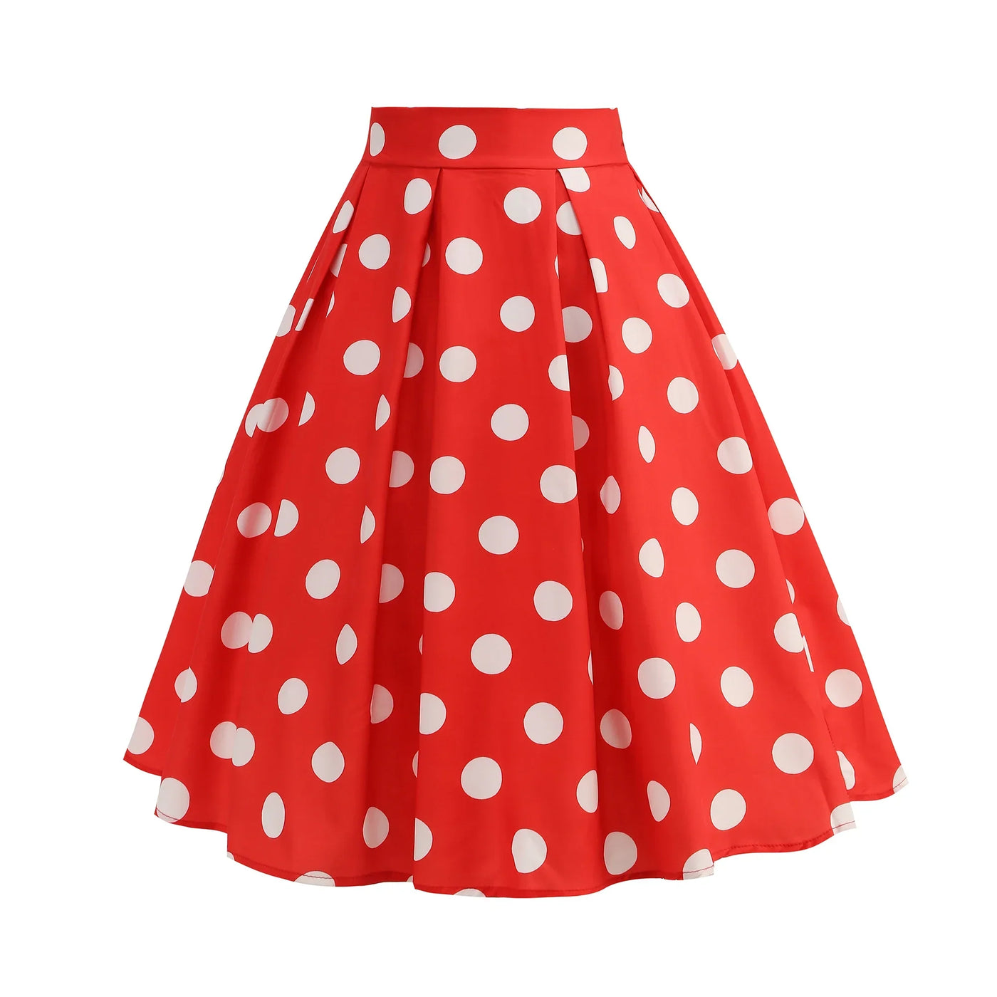 Summer Casual Women Midi Skirt Polka Dot High Waist Retro Vintage 50s Pleated Party Skirts
