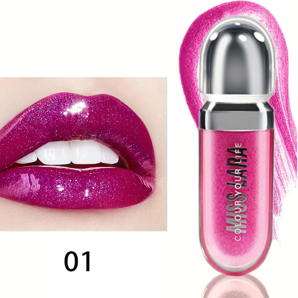 Beauty Moisturizing Lip Gloss with Shimmer - Hydrating Liquid Lip Shine Oil for Adult, Nourishing 3D Effect, Long-Lasting