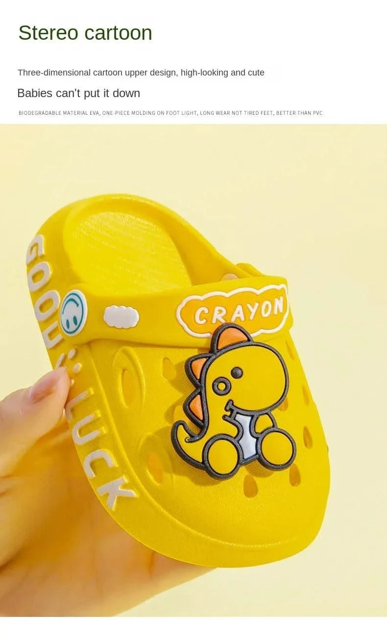 Child Kawaii Blue Cartoon Clogs Shoes Summer Kids Lovely Dinosaur Outdoor Cute Boys Sandal Light Breathable Casual Garden Shoes