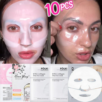 5/10PCS Collagen Face Mask Shrink Pores Deep Hydrating Overnight Mask Moisturizing Refreshing Brightening Korean Face Skin Care