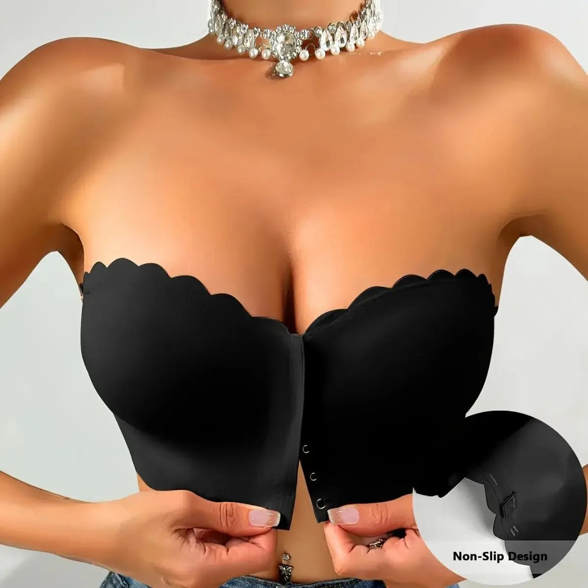 Women Invisible Bra for Women Front Buckle Push Up Seamless Bra Strapless