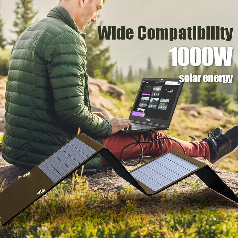 Solar Panel 600W 1000W Portable Folding Bag USB+DC Output Charger Outdoor Power Supply for Home Mobile Phone Power Generator