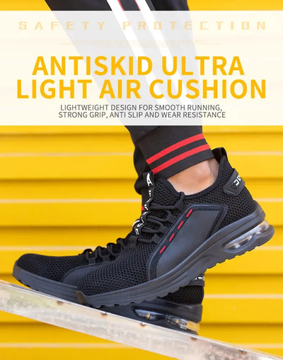 Lightweight Men's Safety Shoes Steel Toe Men's Work Shoes Slip Resistant Reinforced Shoes Man Fashion Breathable Sneaker