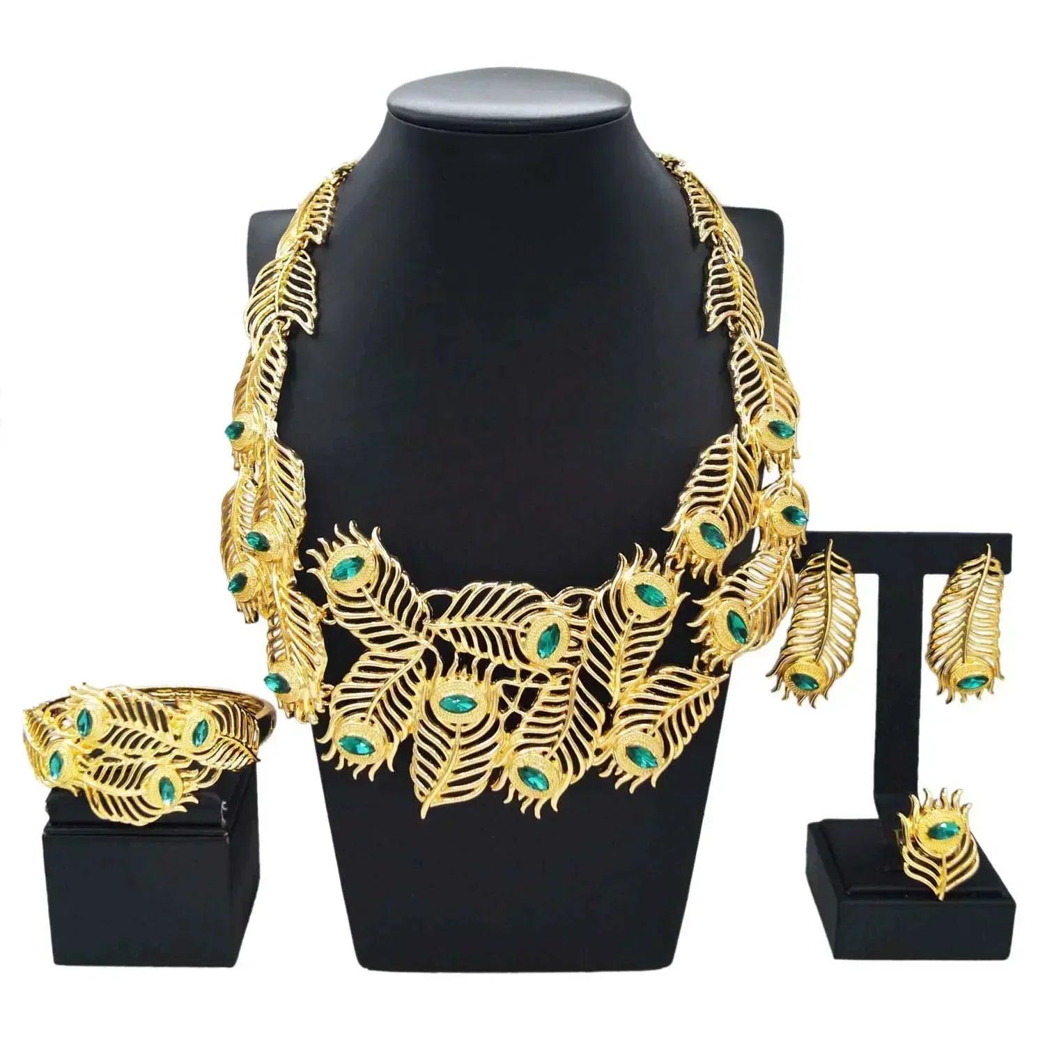 Luxury woman long necklace unique design italian wedding party earrings bracelets gold plated jewelry accessories high