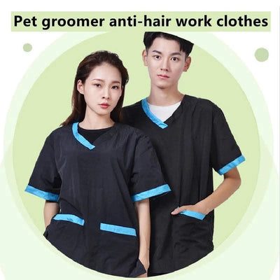 Summer Pet Groomer Uniforms Dog Grooming Clothing Pet Shop Work Clothes Hairdresser Short Sleeve Top Hair Salon Smock Anti Hair