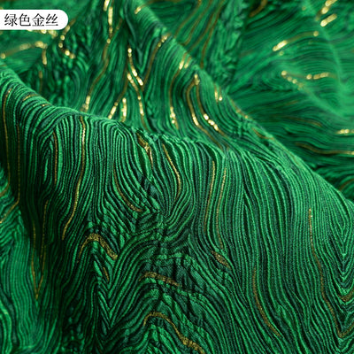 Mountain Pattern Gilt Silk Texture Jacquard Fabric Flash Three Dimensional Texture Hanfu Creative Dress Clothing Designer Fabric