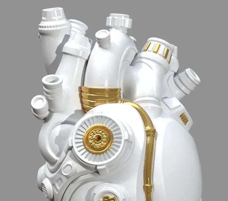 Home decor mechanical heart cardiac vase desktop decoration crafts resin flower arrangement ornaments