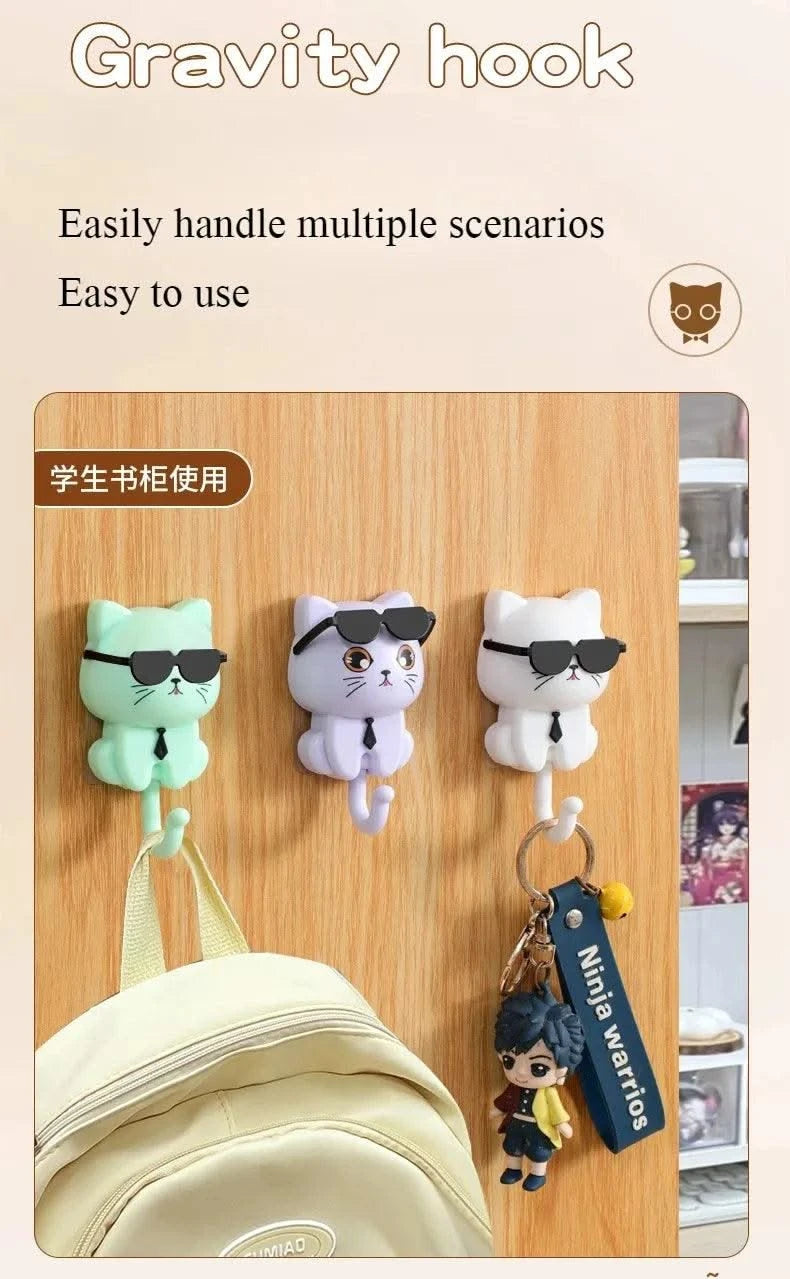 Kitten Hooks Cartoon Cats Gravities Induction Decorative Hooks Storage Racks for Keys Umbrellas Towels Adhesive Hooks Home Items