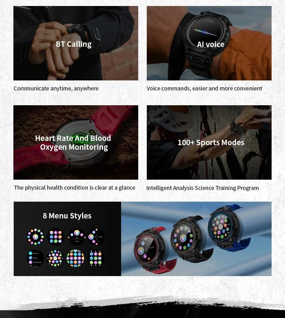 LOKMAT New ATTACK MAX Sport Rugged Smart Watch BT Calls Waterproof Military Smartwatches Heart Rate Monitor Fitness Tracker