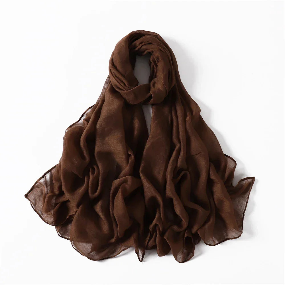 New Cotton Linen Scarf For Women Girls Students Autumn Classic Solid Color Scarves Retro Soft Foulard Viscose Female Wrap Shawls