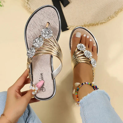 Women's Fashionable Casual Flat Bottom Sandals - Outdoor Wear Toe Post Flip Flops for Beach and Sea Side Best Seller Flip Flops