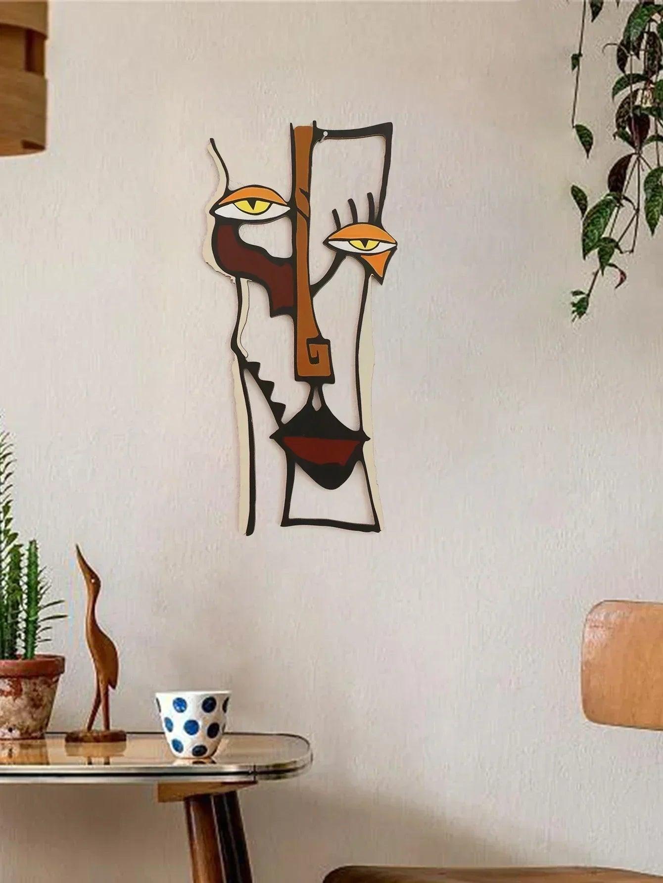 Abstract face wall hanging wooden decor home and office decorative for living room bedroom hallway crafts gift