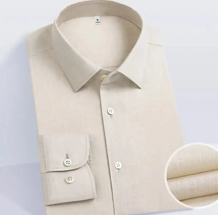 Luxury Linen Shirts For Men Latest Fashion Design Linen Imported From France Slim Fit Shirt Breathable Dress Shirts For Man