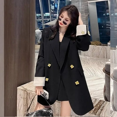 Outerwears Solid Jacket Spring Autumn Coats for Women Black Long Blazer Woman Youthful Clothes High Quality 2025 New in Arrivals