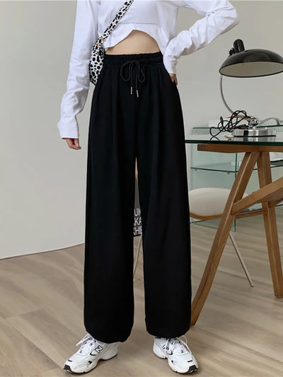 AOSSVIAO Gray Sweatpants for Women 2025 Autumn New Baggy Fashion Oversize Sports Pants Balck Trousers Female Joggers Streetwear