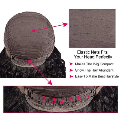 Curly Human Hair Wigs with Bangs Water wave Wig Brazilian Unprocessed Virgin Hair Machine Made Curly Human Wigs 150% Density