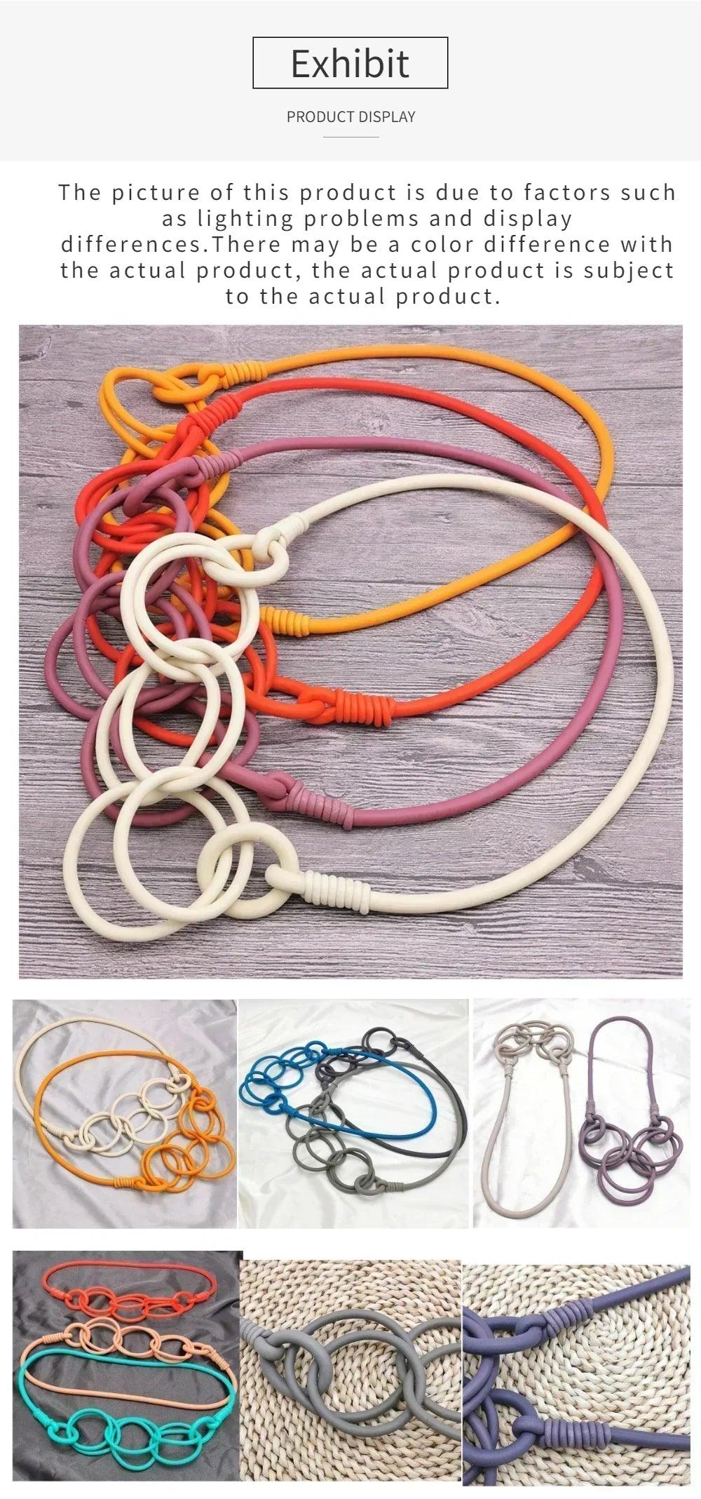 Barwodo new rubber chain necklace for women simple handmade elasticity jewelry sweater chains party accessories luxury