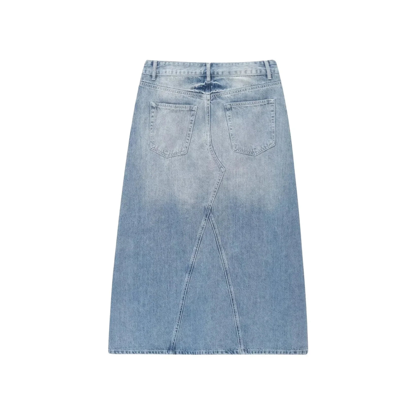 High waist A-line denim skirt pure cotton casual summer new style women's retro simple commuting polyester fiber midi skirt