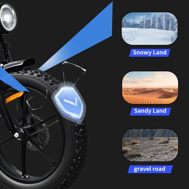 1000W Motor Adult Electric Bike 48V 25AH 20-inch Snow Tire Electric bicycle Outdoor adult Off-Road Bicycle Mountain Ebike