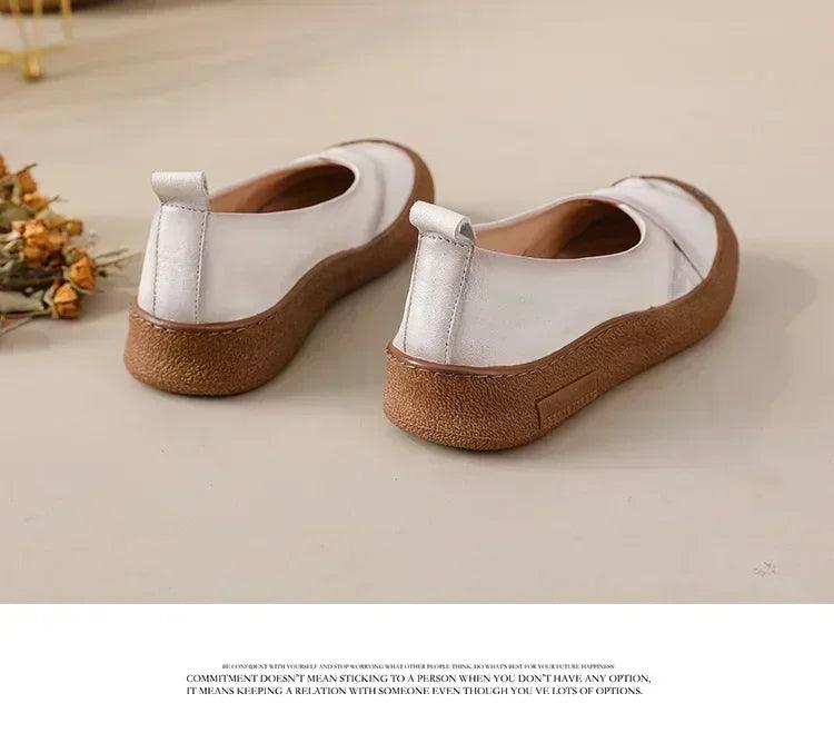 Authentic anti skid slip on leather flat shoes ladies shallow loafers woman comfy soft moccasin