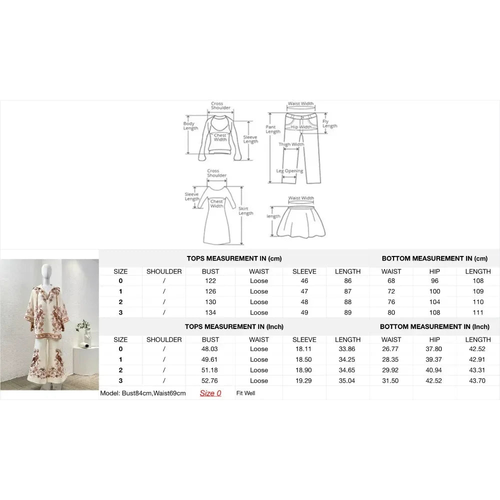 White Cream Color Brown Floral Print Long Sleeve Hooded Blouse and Pants 2025