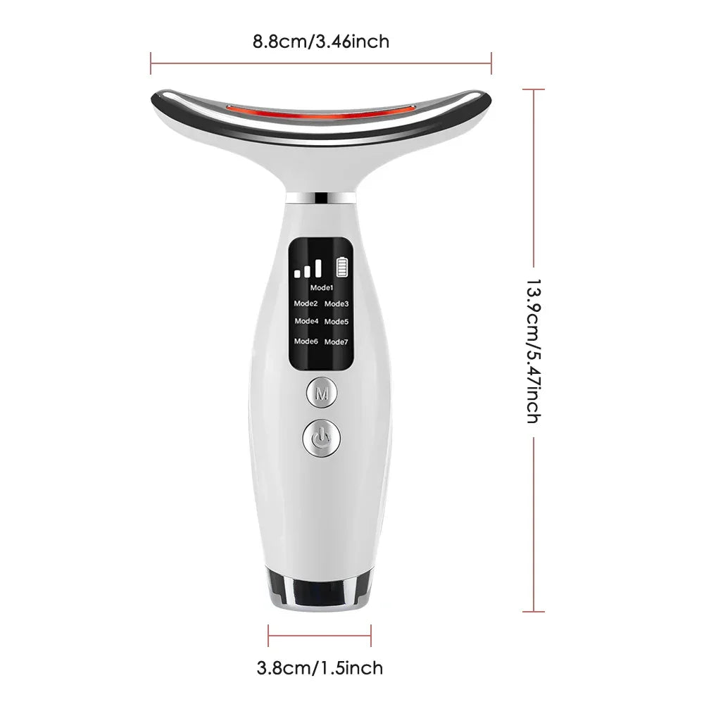 Neck Face Lifting Massager 7 Colors Light LED Photon Therapy Skin Tighten Wrinkle Remove Heating Vibration Massage Beauty Device