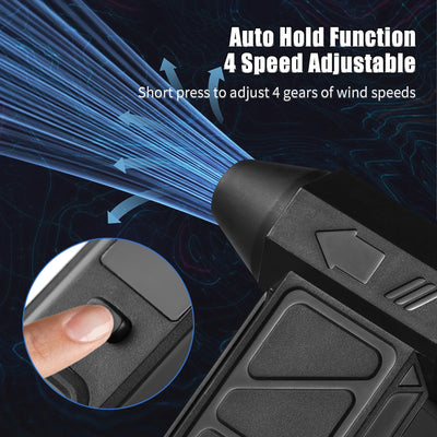 Electric Air Duster with Light 130000RPM 4 Speed Adjustable Cordless Portable Jet Dry Blower with Removable Suction and Brush No