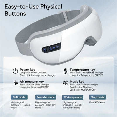 Heated Eye Massager Smart 3D Airbag Vibration Eye Care Instrument With Bluetooth Eye Massage Music Relax Migraines Sleep Improve