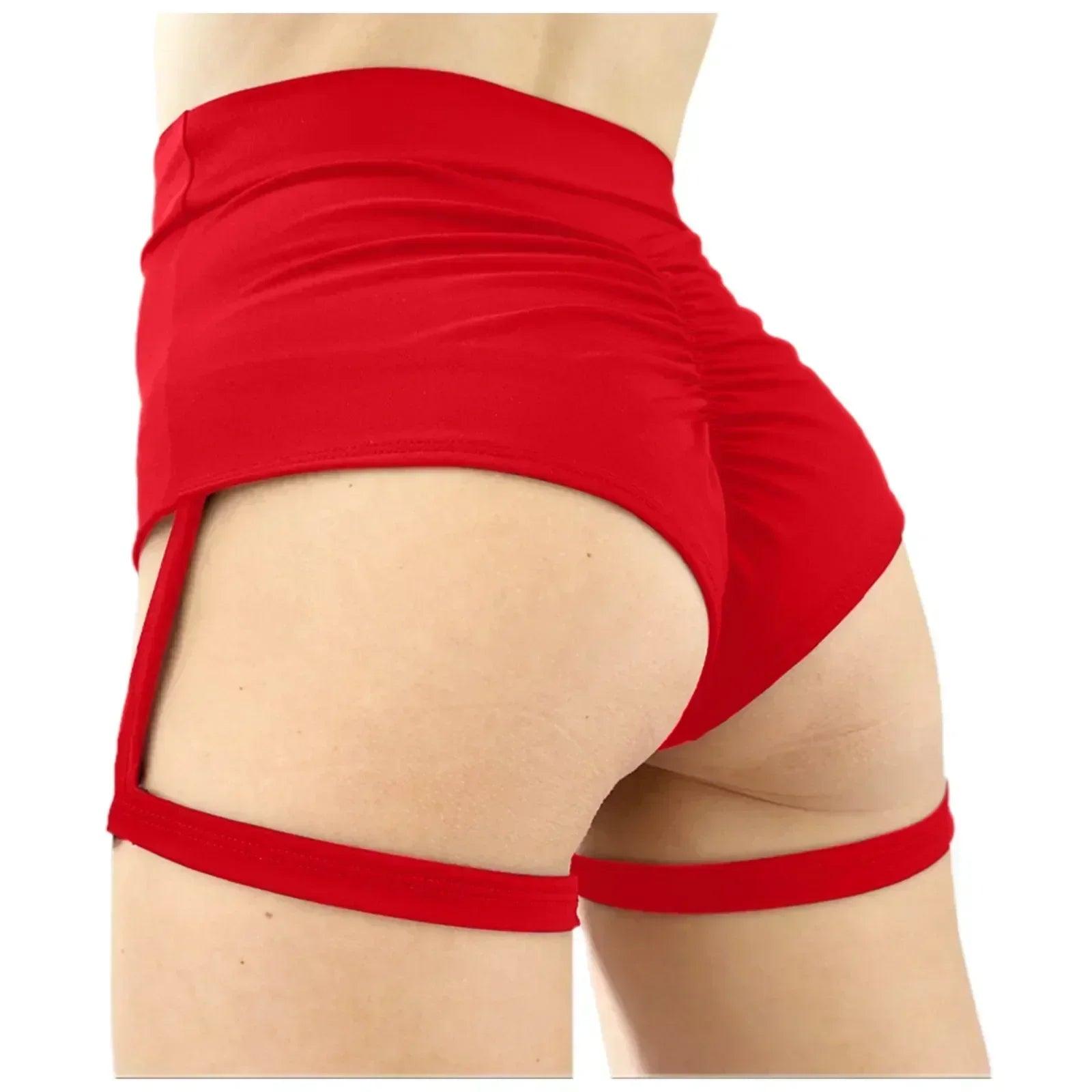 Sexy hot pants for women yoga clothes garters solid high waisted athletic shorts buttocks peach pleated butt crack sport
