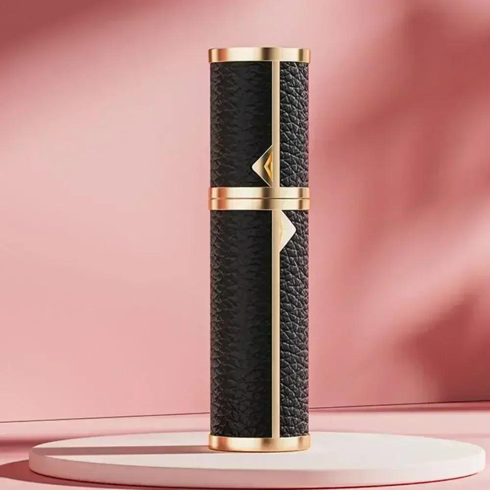 Luxury bottom-filled perfume bottle aluminum self-pumping 5ml real leather spray cologne moisturizer fragrance